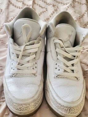 Jordan White Men's Athletic Shoes with Elephant Print